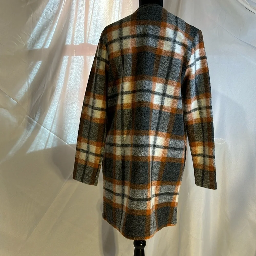 Max Studio Wool Plaid Open Fall Jacket M